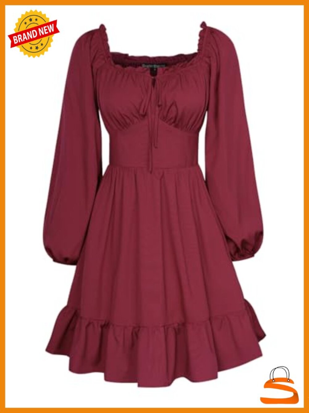 Corset Long Sleeve Off Shoulder Mini Dress Smocked Back